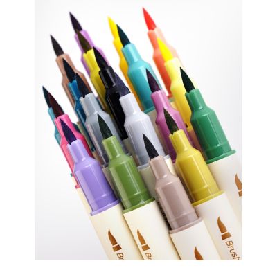 3pc Retro color Brush Marker Pens Set Dual side Fine Liner Water Based Ink Blendable Watercolor Art Paint Drawing School