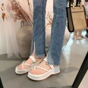 Dép nữ xỏ ngón LIXU độn đế 5cm chất liệu da siêu đẹp phong cách thời trang