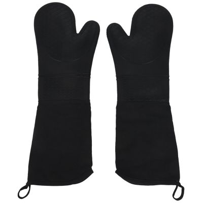 1 Pair Professional Silicone Oven Mitts Baking Gloves Elbow Length Heat Resistant Gloves