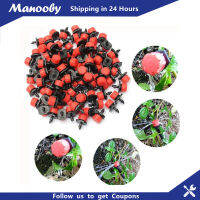 Manooby สปริงเกอร์สีแดงชลประทานรดน้ำสวนหัวฉีดปรับได้1/4 200ชิ้นสำหรับสวนเรือนกระจก