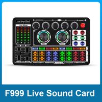 F999 Sound Card Audio Mixer Live Sound Card Voice Changer Mixing Console Amplifier Sound Card Phone Computer Universal