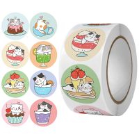 hot！【DT】▥□  100-500pcs Cartoon Stickers Round Adhesive Labels Kids Children Teacher Prize Business