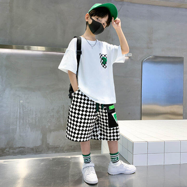 tumama-kids-boys-summer-five-point-pants-set-2023-new-mid-sized-big-boy-fashionable-t-shirt-shorts-korean-version-two-piece-set-trend