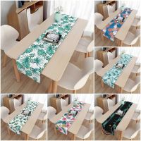 【LZ】✎  Plant Leaves Printed Table Runner Tropical Rainforest Flowers Green Leaves Pattern Wedding Decoration Table Runners Table Cloth