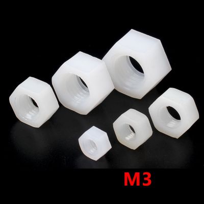 1000 Buah Benang Metrik M3 Putih Nilon Hexagon Hex Nut Plastik Kacang NY66
