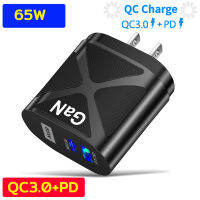 เครื่องชาร์จ แกลเลียมไนไตรด์ 65W QC3.0+ PD ชาร์จเร็ว ป้องกันในตัว ปลอดภัยได้มาตรฐาน