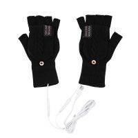 USB Electric Heated Gloves 2-Side Heating Convertible Fingerless Glove Mittens Adjustable Cycling Skiing Gloves