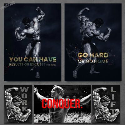 Gym Inspirational Quotes ภาพวาดผ้าใบ-ที่มีชื่อเสียง Bodybuilder ดาว Arnold Fitness โปสเตอร์ Wall Art รูปภาพ-Gym Body Room Decor