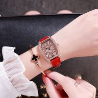 Internet celebrity with the same starry watch ladies classic full diamond wine barrel female student elegant style belt