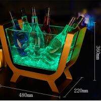 ถังน้ำแข็งส่องแสงอุปกรณ์บาร์สร้างสรรค์เรือแชมเปญ6แพ็กบรรจุที่จับไวน์แดงโซดาอะคริลิคใสมีไฟ LED ชาร์จได้