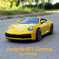 1:32 Porsche 911 Convertible Alloy Cast ของเล่นรถรุ่นเสียงและแสงดึงกลับของเล่นเด็กสะสมวันเกิด Gift