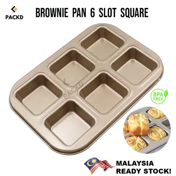 2 in1 Brownie Muffin Cake Pan 6 Cavity Non-Stick Muffin Pan Carbon