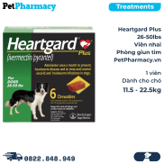 Heartgard Plus 26-50lbs - Viên nhai phòng Giun tim chó 11.5-22.5kg - 1 viên