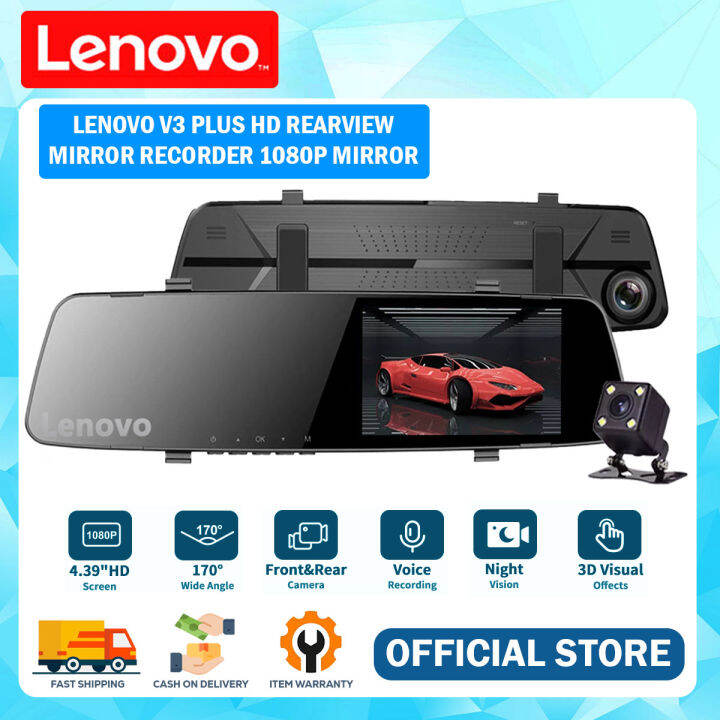 LENOVO V3 PLUS 1080P ORIGINAL DASH CAM 4.3 INCH IPS REAR VIEW MIRROR