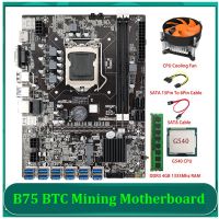 B75 ETH Mining Motherboard 12 PCIE to USB LGA1155 G540 CPU+SATA Cable+DDR3 4GB 1333Mhz RAM+Cooling Fan B75 BTC Mining