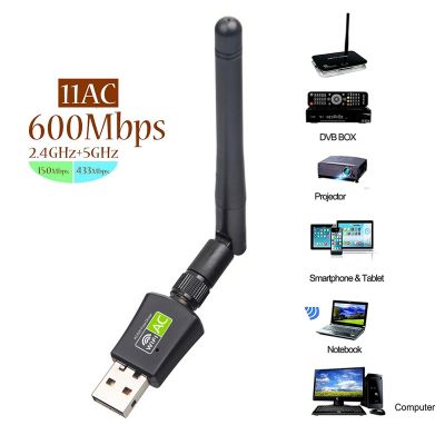 【YF】 600Mbps RTL8811CU Network Card USB WiFi LAN Wi-Fi Receiver Dongle 2.4GHz 5GHz Antenna for Windows