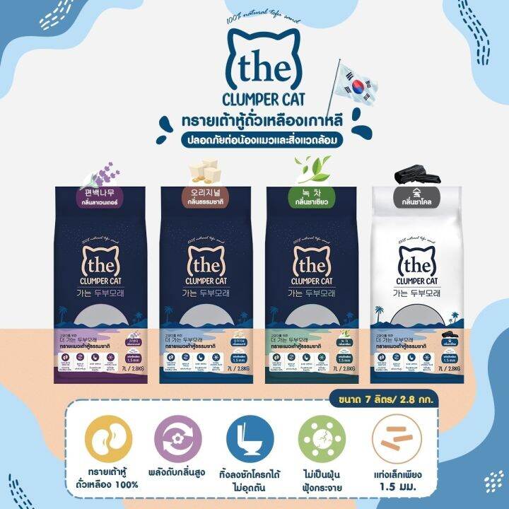 ส่งฟรี-ทรายแมวเต้าหู้-7-ลิตรขนาด-2-8-kg-ทรายแมวเกรดพรีเมี่ยม-ทรายแมว-the-clumper-cat-ทรายแมวธรรมชาติ