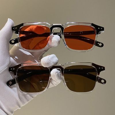 Square Sunglasses Man 2022 Fashion Korean Style Transparent Sun Glasses Male Candy Colors Vintage Clear Mirror Gafas De Sol