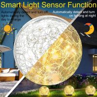 WEIXIN Garden Solar Lights Cracked Glass Ball Waterproof Warm White LED For Outdoor Decor Decorations Pathway Patio Yard Lawn