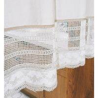 [COD] ins French style European fashion light luxury white hook flower hollow lace fabric door curtain half Fengshui