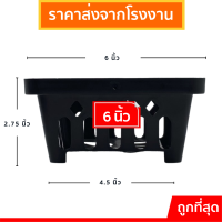 กระถางต้นไม้พลาสติก กระถางพลาสติก กระถางปลูกต้นไม้ กล้วยไม้ สี่เหลี่ยม จัตุรัส 6 นิ้ว สีดำ 50 ใบ