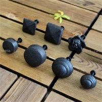 Cast Iron Handle Room Drawer Lattice Handles Black Single Hole Knobs Furniture Cabinet Door Knob