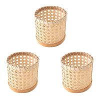 3X Rattan Chopsticks Storage Handmade Spoon Organizer Holder Pen Pencils Organization Vase Support Home Kitchen Decor