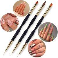 1Pc Double Head Nail UV Gel Brush French Stripe Liner Pen Manicure Ultra thin Line Drawing Nail Art Acrylic Brush Black Handle