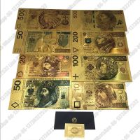 We have More Colored Gold Foil Polish Banknote Set 50 100 200 500 PLN for Partriotism Poland Crafts Collection
