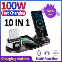 ZZOOI 100W 10 in 1 Wireless Charger Stand For iPhone 14 13 12 Samsung Xiaomi  Fast Charging Dock Station for Airpods Pro iWatch 7 6