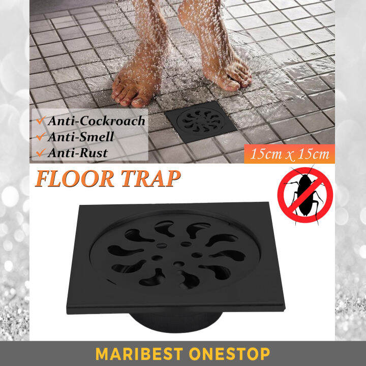 15x15cm Stainless Steel Bathroom Floor Trap Floor Grating Anti Smell Cover Floor Drain Strainer