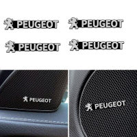 ลำโพงรถโลหะผสม4ชิ้นสติ๊กเกอร์ตราสัญลักษณ์เครื่องเสียงสำหรับ Peugeot 307 207 407 607 4008 206 107 308 406 408 208 301 3008