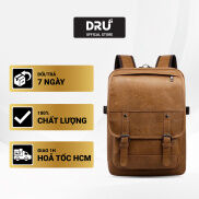 Balo Đi Học Da Thật DRU Chống Nước Cao Cấp Thời Trang Rẻ Đẹp Nhẹ Da Đen