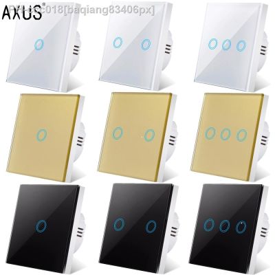 【DT】hot！ AXUS AC100-240V Tempered Glass Panel Wall Switches Sensor 1/2/3Gang Lamp Interruttore