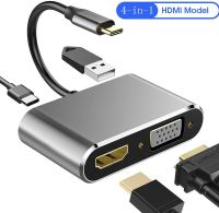 4 in1 Multi-purpose Docking Station Type-c Hub to Hdmi Vga RJ45 VGA USB 3.0 Audio Adapter for MacBook Pro/Air Thunderbolt 3 Cables