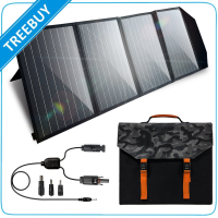 Treebuy ที่ชาร์จแสงอาทิตย์แผงโซล่าฉุกเฉินพับได้แบบพกพา100W 18V สำหรับตั้งแคมป์เดินทางกลางแจ้ง