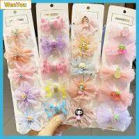 WENYOU 5PCS เด็กผู้หญิง หวาน สีสัน ลูกไม้ กิ๊บติดผมโบว์ กิ๊บติดผม กิ๊บติดผม