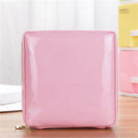 PURDORED 1 pc Women Square Cosmetic Bag Patent Leather Zipper Make Up Female Travel Cosmetic Case toilettas Dropshipping