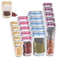 【DT】 hot  20 Pcs Sealable Food Storage Bags Reusable Mason Jar Bottles Bags Waterproof Seal Fresh Food Organizer Ziplockk Jars For Kitchen