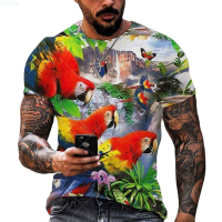 Parrot Graphic (สต็อกเพียงพอ) 3D Print Mens T-shirts Summer Hip Hop Animal Bird Men Clothing Casual Oversized T Shirt Streetwear Tops Tees 6XLคุณภาพสูง size:S-5XL