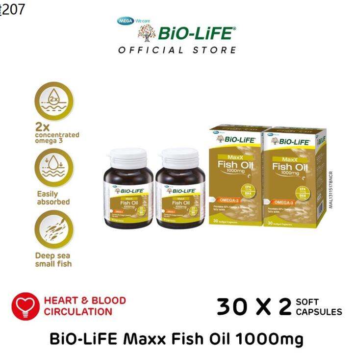 ♭BiOLiFE MAXX FISH OIL 1000MG 30Sx2 (Expiry Date Nov 2024) Lazada