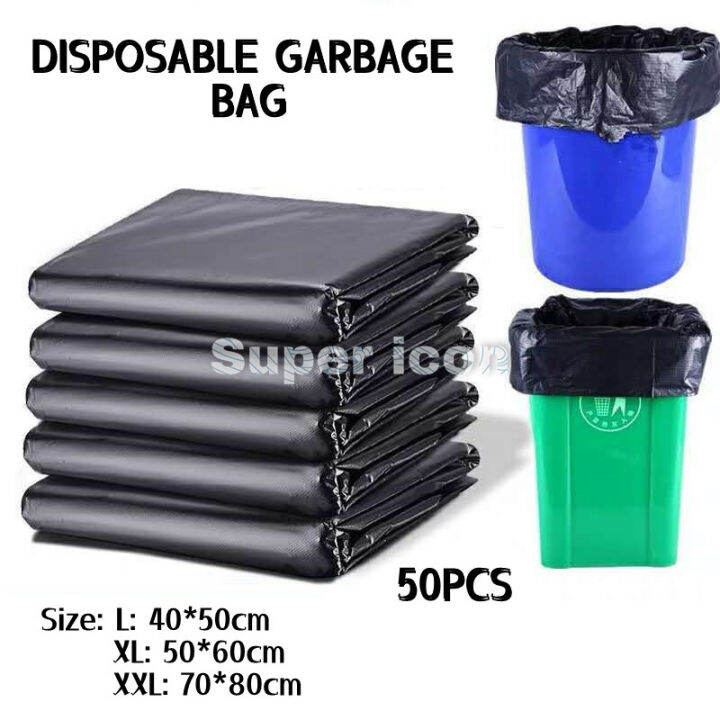 50Pcs Disposable Garbage Bag Black Thick Trash Can Bag L/XL/XXL Large
