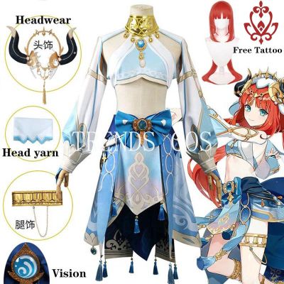 Genshin Impact Nilou Sumeru Hydro Cosplay Costume Full Set Wig Headwear Tattoo Dress Nilou Outfits For Comic Cn Anime Cosplay