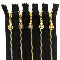 ☢■▥ 2-5pcs 15cm 6 inch Black nylon brass metal zipper closed automatic lock sewing process