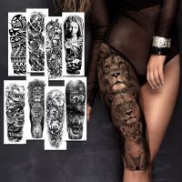 Full Arm Temporary Tattoo Sticker Man Woman Girls Body Leg Fake Tatoo Lion King Wolf Magnolia Flowers Totem Makeup Waterproof Stickers