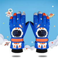 Children Winter Outdoor Warm Gloves Boys Girls Cartoon Windproof Waterproof Fleece Ski Gloves Kids Touch Screen Cycling Gloves