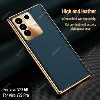 เคสสำหรับ Vivo V27 5G / V27 Pro เคสแหวนอลูมิเนียมปกป้องเลนส์เคสหนังเหมาะสำหรับธุรกิจแบบคลาสสิกฝาหลังเคสโทรศัพท์กันกระแทก