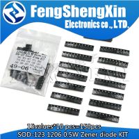 15*10ชิ้น = 150ชิ้น123 1206 0.5W Zener Diode SMD Package KIT 3V ~ 24V 1N4148