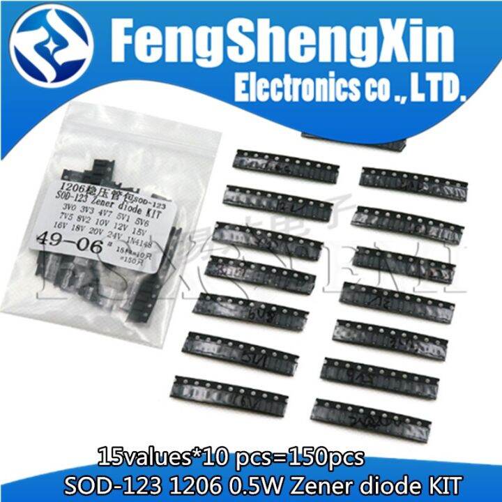 15values-10-pcs-150pcs-sod-123-1206-0-5w-zener-diode-smd-package-kit-3v-24v-1n4148-electrical-circuitry-parts