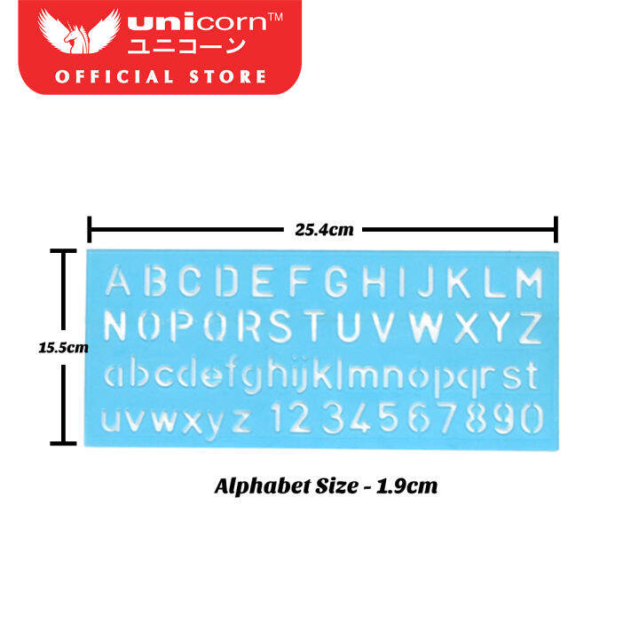 Unicorn Alphabet Numbers Stencil Ruler ABC Ruler SR-710/720/730/740/750 ...